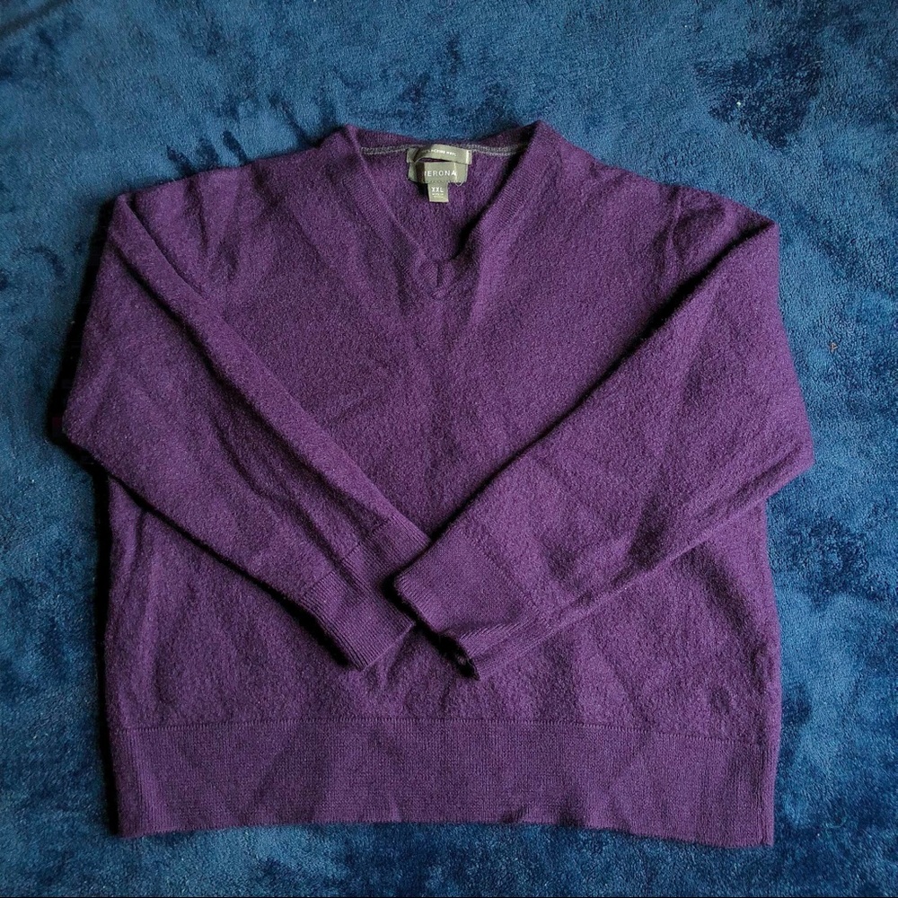 Merona Dark Purple Cropped V-Neck Sweater Small